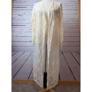 Grace and Emma NWT Lace Duster Cardigan Floral long Fairy Beach Cottage Boho OS